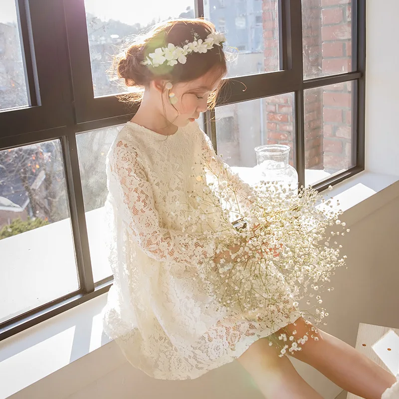 

Vestidos De Fiesta Girls Spring Autumn Cute Lace Boutique Princess Dress 2021 Korean Teenage Kids Clothes Flower Girl Dresses
