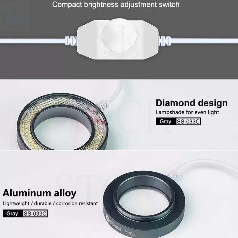 Sunshine SS-033C, микроскоп, 36 светодиодный, белый светильник, источник пыли, зеркало, защита от дыма, двойная Лупа