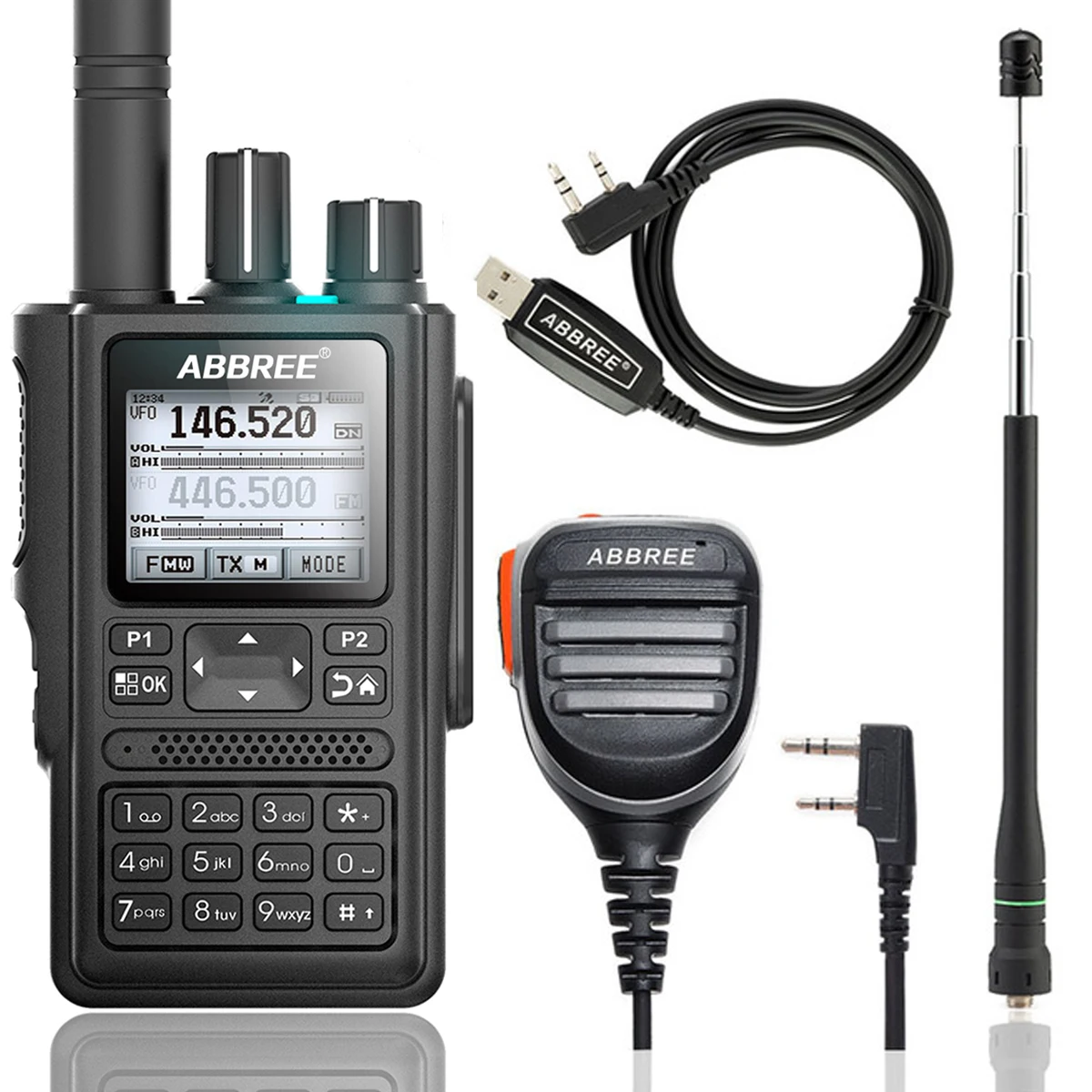 as picture 1 ABBREE AR-F8 gps 6 полос(136-520 МГц) 8 Вт 999CH Многофункциональный VOX DTMF SOS lcd цветной любительский Ham двухстороннее Радио рация - Цвет: as picture 1