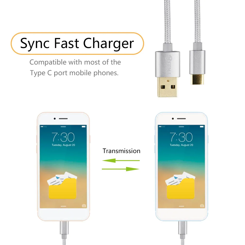 Usb кабель зарядное устройство для быстрой зарядки плетеный нейлоновый шнур usb