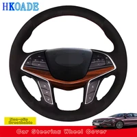 customize diy suede leather car steering wheel cover for cadillac ct6 2015 2019 xt5 2015 2018 ct6 plug in 2017 car interior