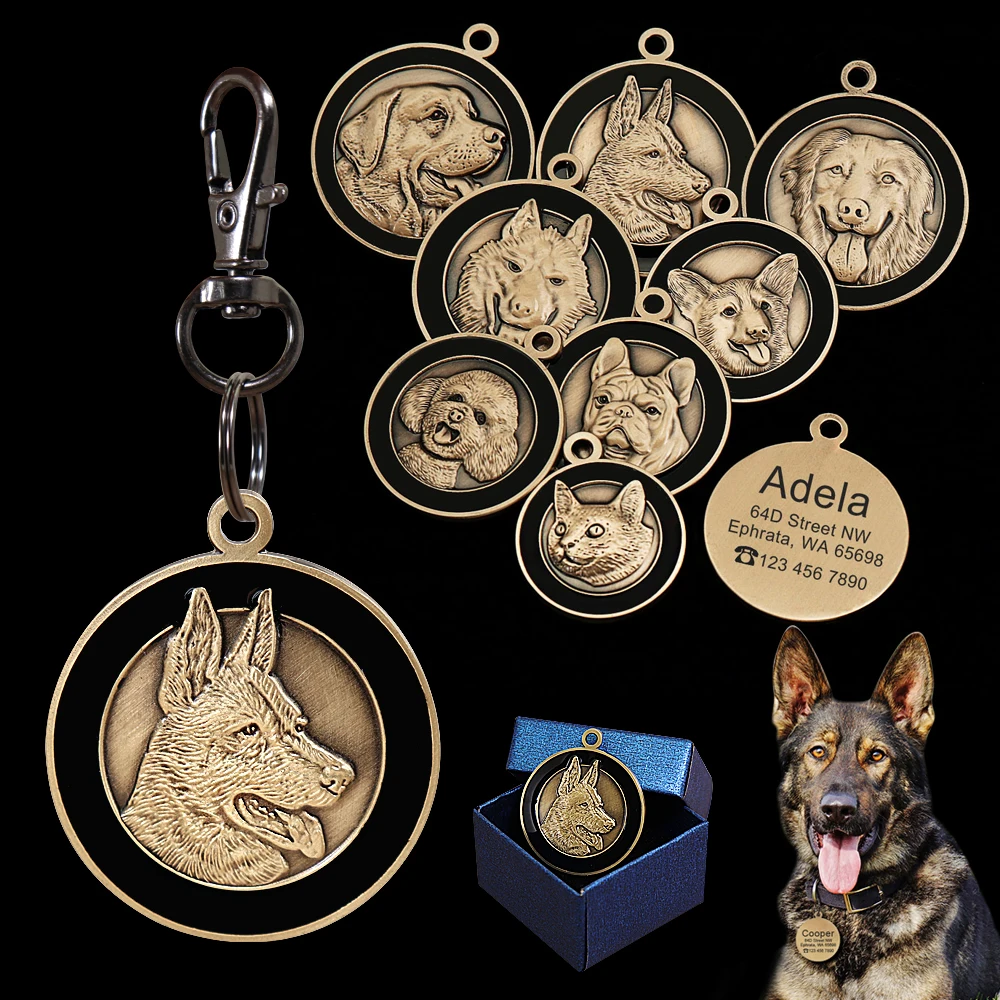 aliexpress.com - Personalized Dog ID Tag Engraved Pet Dog Tags Collar Accessories Custom Puppy Cat Name Tags For Dogs Necklaces Pendants