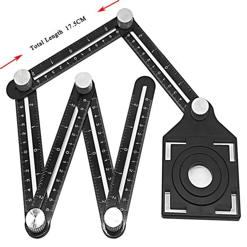 

4/6/12 fold Tile Hole Locator Aluminium Alloy Angle Ruler Finder Slide Folding Measuring Ruler Protractor Angular Template