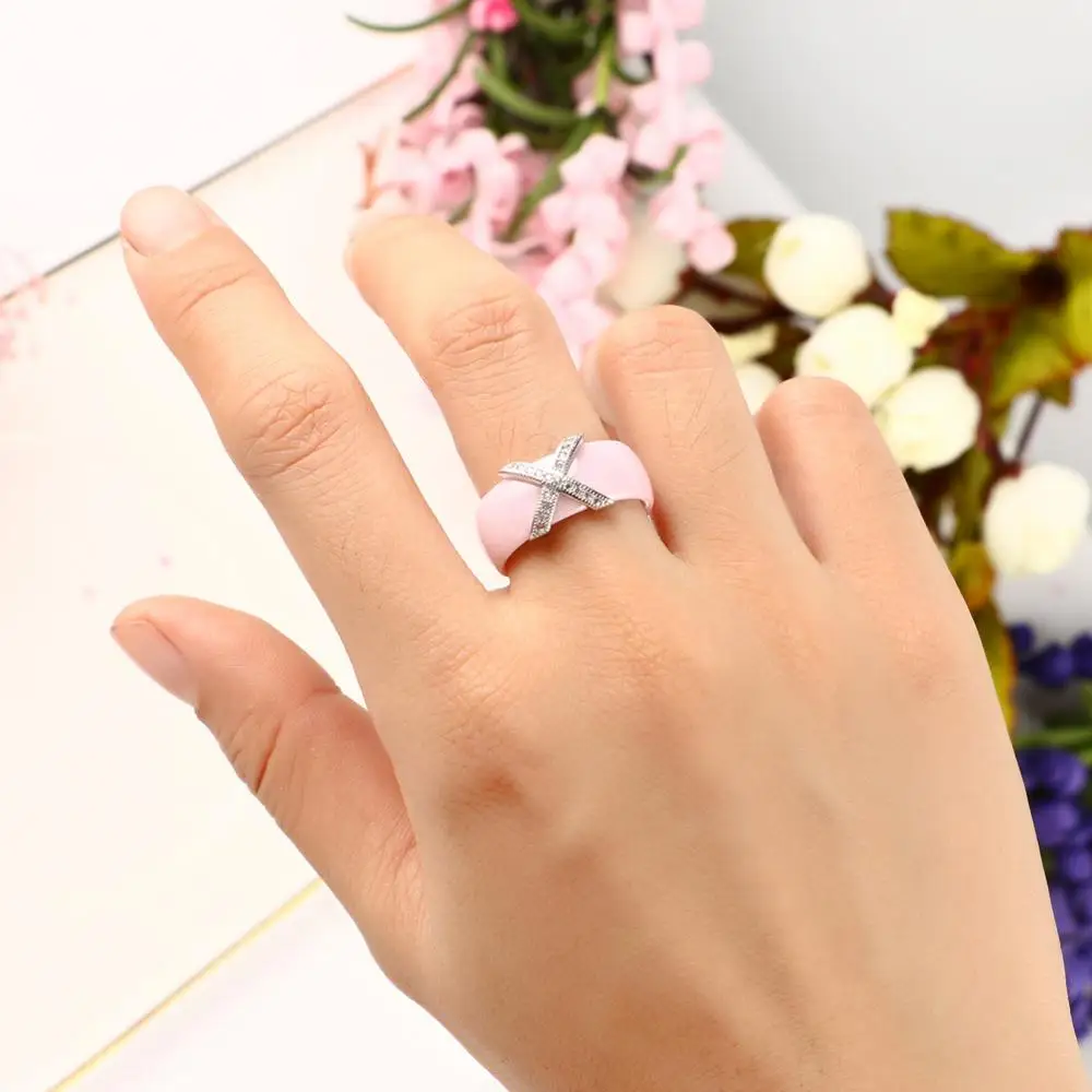 Женское керамическое кольцо с кристаллами класса ААА 8 мм | Украшения и