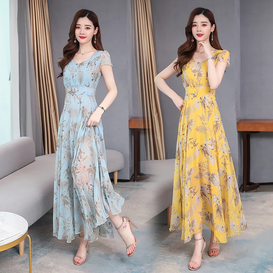 2020 Vintage Print Chiffon Mesh Maxi Dress Spring Summer 4XL Plus Size Runway Midi Dresses Elegant Women Bodycon Party Vestidos | Женская