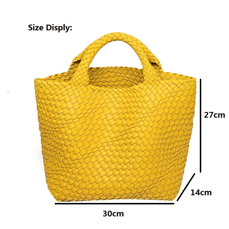

2021 Fashion Woven Women's Handbag Large Capacity Bucket Shoulder Bag Kintting Tote Bag for Women Leather Handmade Shopper Purse
