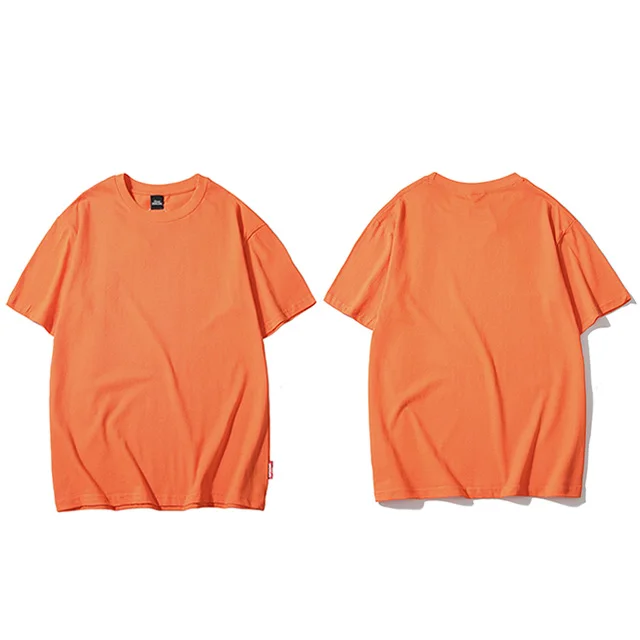 A188001 Orange Простая футболка в стиле Харадзюку, лето, хип-хоп футболка, 100 хлопок, мужские зеленые футболки, уличная одежда, Повседневные базовые топы, футболки с коротким рукавом - Цвет: A188001 Orange