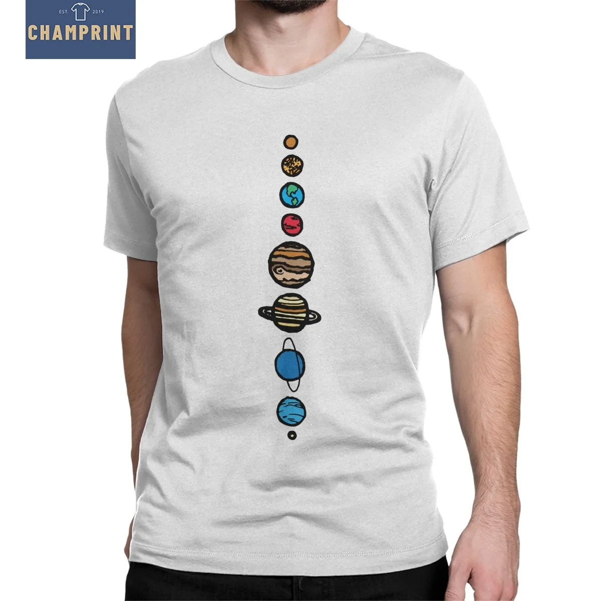 

Men Nine Planets Colour Universe Solar System T Shirts Cotton Clothes Short Sleeve Round Collar Tee Shirt 4XL 5XL 6XL T-Shirt