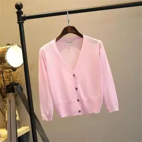 Женский трикотажный кардиган шелковая Солнцезащитная рубашка для кондиционера