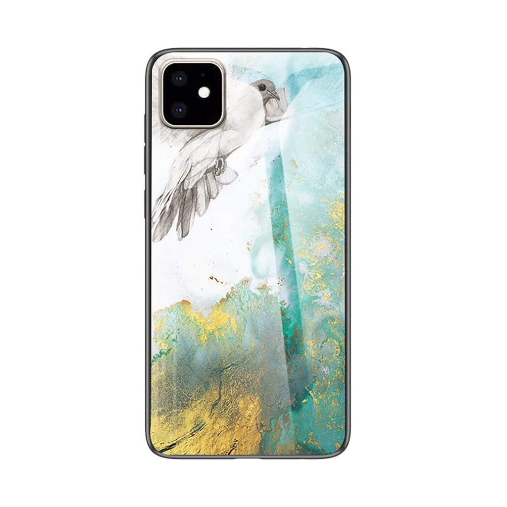 Чехол Carprie из витражного стекла для iPhone 11/11 Pro/11 Pro Max глянцевый мраморный мягкий