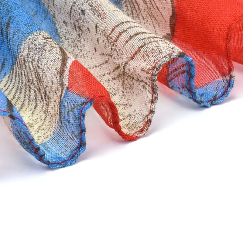 Женские длинные шарфы из хлопка и вискозы с цветочным принтом 100*180 см большие