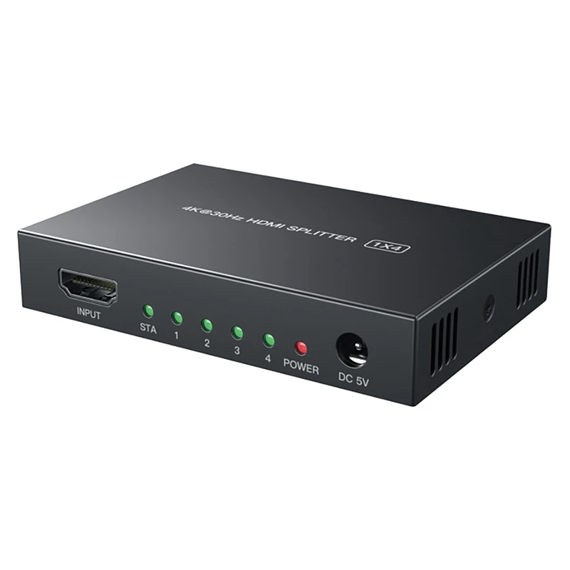 

Разветвитель HDMI 1X4 HD 4K 30 Гц, разделитель видео для DVD-проектора, ТВ-приставки, PS4 монитора, вилки ЕС