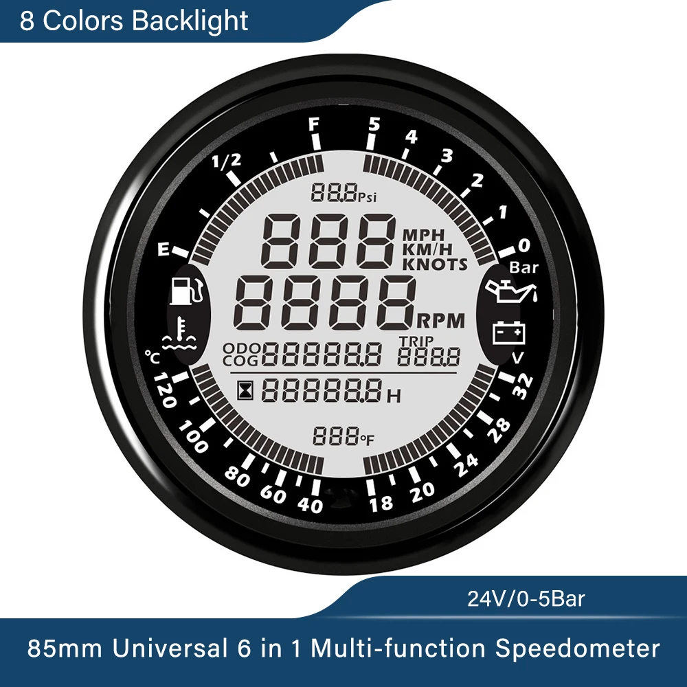 85 мм 6 в 1 цифровой многофункциональный манометр Спидометр Тахометр Датчик
