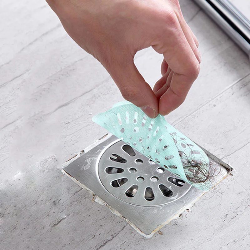 

30PCS Disposable Hair Stoppers Catchers For Bathroom Blue Pink Non-Woven Eco Hair Strainer Disposable Hair Stoppers Catchers