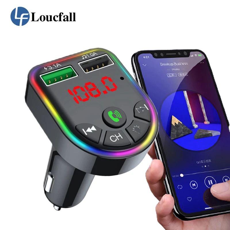 

Bluetooth 5.0 FM Transmitter 3.1A 1.0A Car MP3 Player Wireless Handsfree Audio Receiver USB Fast Charge TF U Disk play