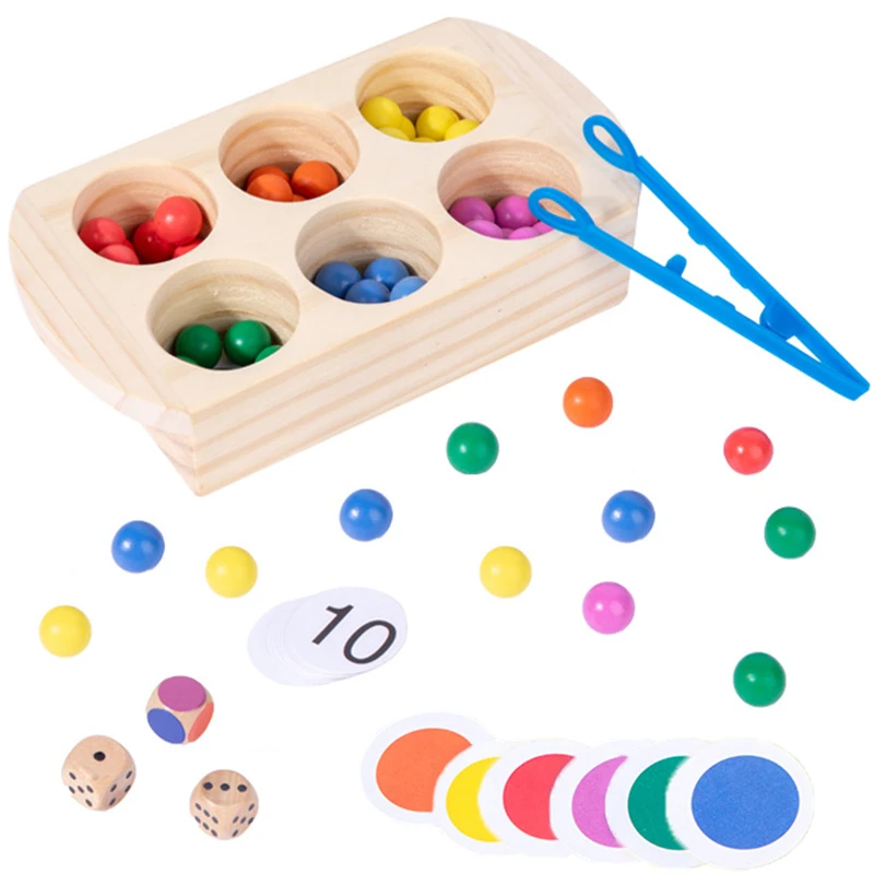 

Granules of rainbow wood clip box color classification math toy montessori pre-school educational games thin engine formation