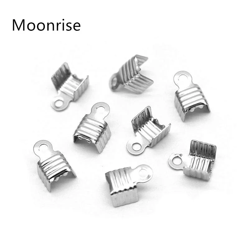 

100 шт./лот ОБЖИМНАЯ застежка из нержавеющей стали на конце шнура кожаная лента Концевая застежка концевые зажимы соединительные компоненты ...