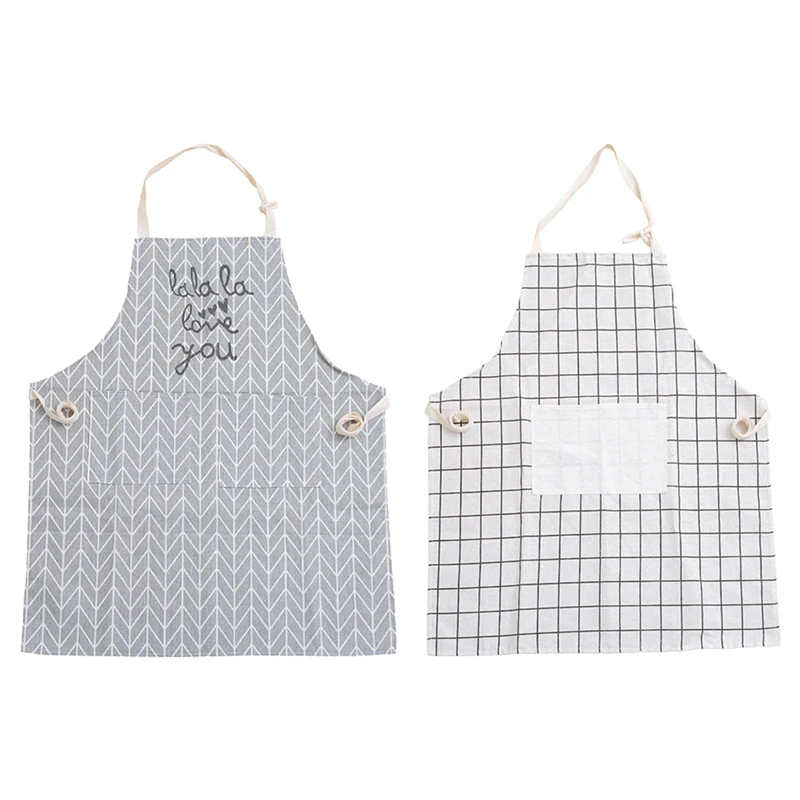 Фартук из хлопка и льна с геометрическим рисунком для кухни | Дом сад