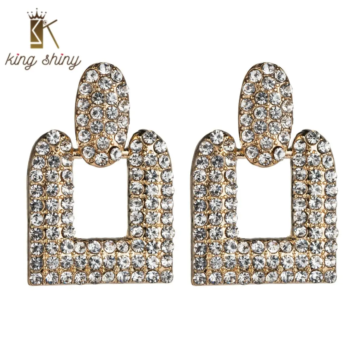 

2020 Za Brand New Arrivals Big Square Rhinestone Statement Drop Earring for Woman Fashion Punk Geometric Dangle Earring for Lady