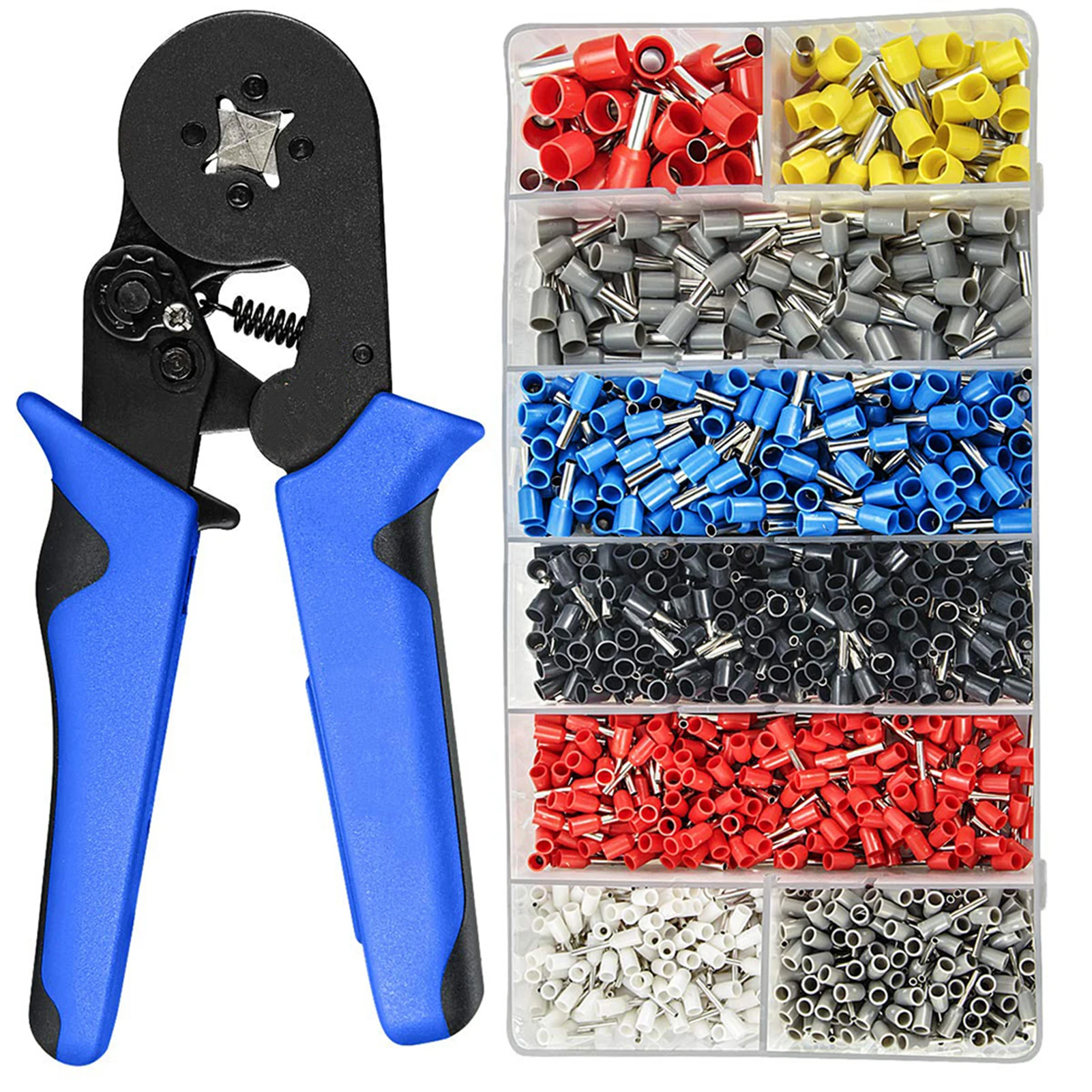 

1200Pcs Ferrule Crimping Tool Kit Ferrule Crimper Plier 1200Pcs Wire Ferrules Ends Terminals Cold Press Terminal with Tool Boxed