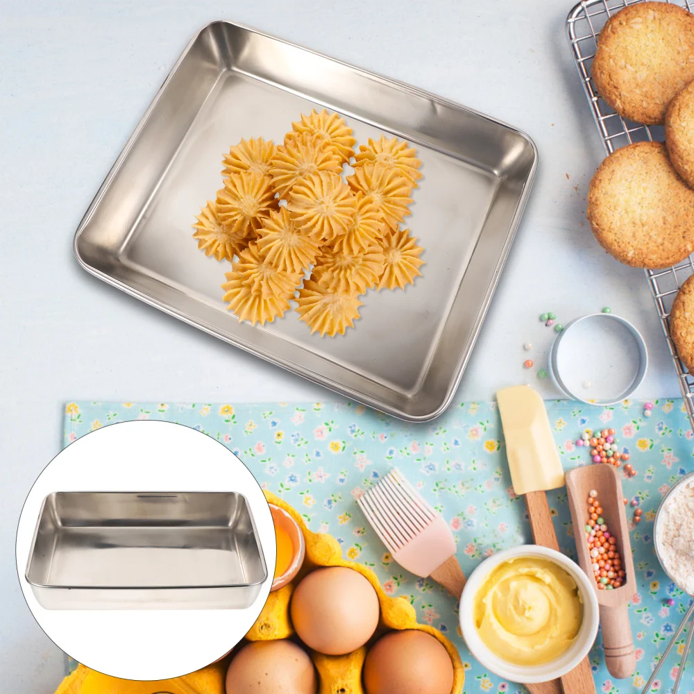 

2Pcs Stainless Steel Towel Storage Plates Baking Plates Food Trays (Silver)