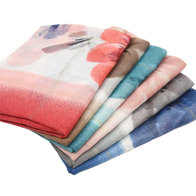 Шарф с градиентным люрексом блестящий цветочный рисунок 2021 осенние шарфы хиджаб