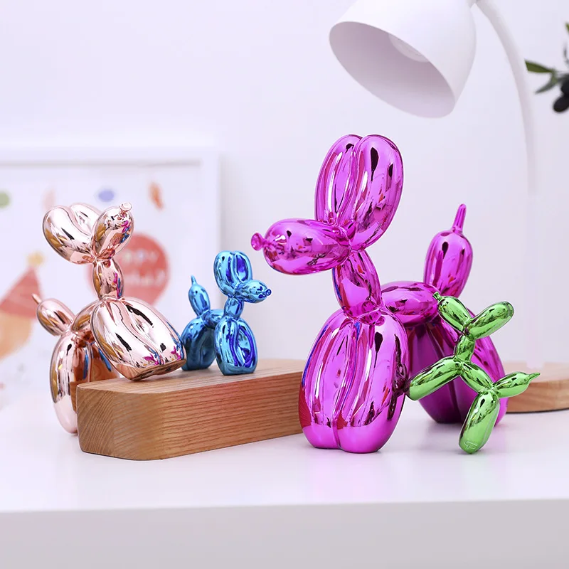 

Nordic Resin Dog Crafts Electroplating Balloon Dog Sculpture Home Hecorations Modern Living Room Desktop Animal Decor Ornament