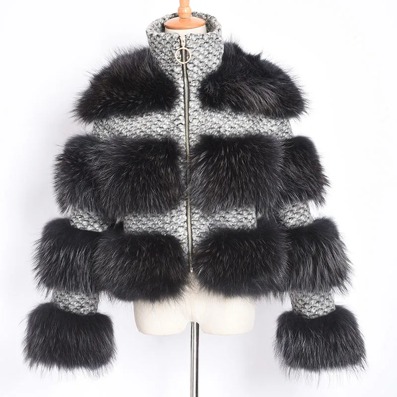 Raccoon Black Jancoco Max натуральный мех енота куртки Женская мода натуральный мех пальто с длинным рукавом зимние женские пальто S7458 - Цвет: Raccoon Black