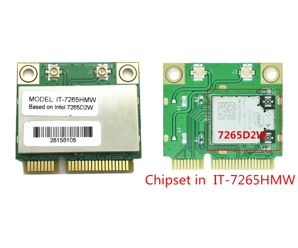 Новая Двухдиапазонная Беспроводная-AC 7265 Intel IT-7265HMW 7265D2W 2,4G/5 Ghz 802.11ac 867Mbps Bluetooth 4,0 MINI PCI-E 2x2 WiFi карта