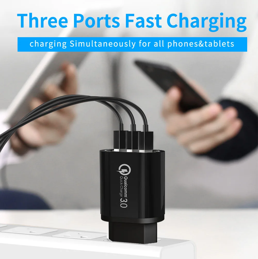 Зарядное устройство USB 18 Вт для iphone xiaomi huawei 5 В а 3 порта быстрая зарядка адаптер ЕС
