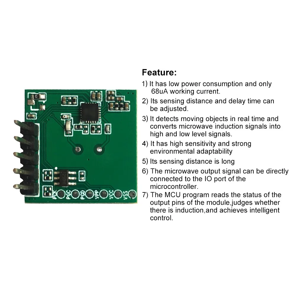Infrared Human Body Induction 5.8G Microwave Radar Module DC 2.2V-4.8V Ultra-Low Power Distance Detector