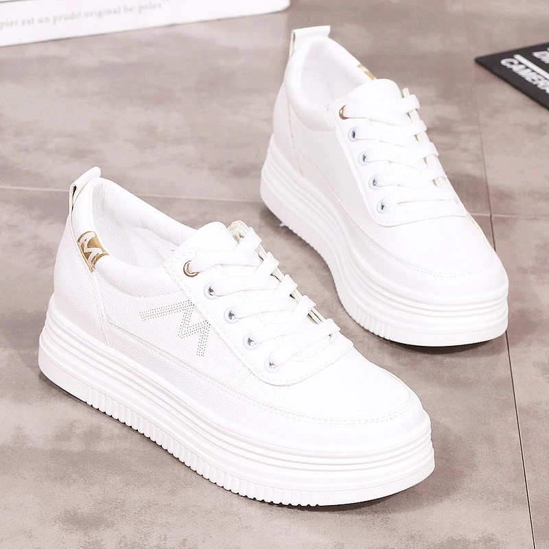 Женские кроссовки на массивной платформе XJRHXJR белые шнуровке для женщин обувь