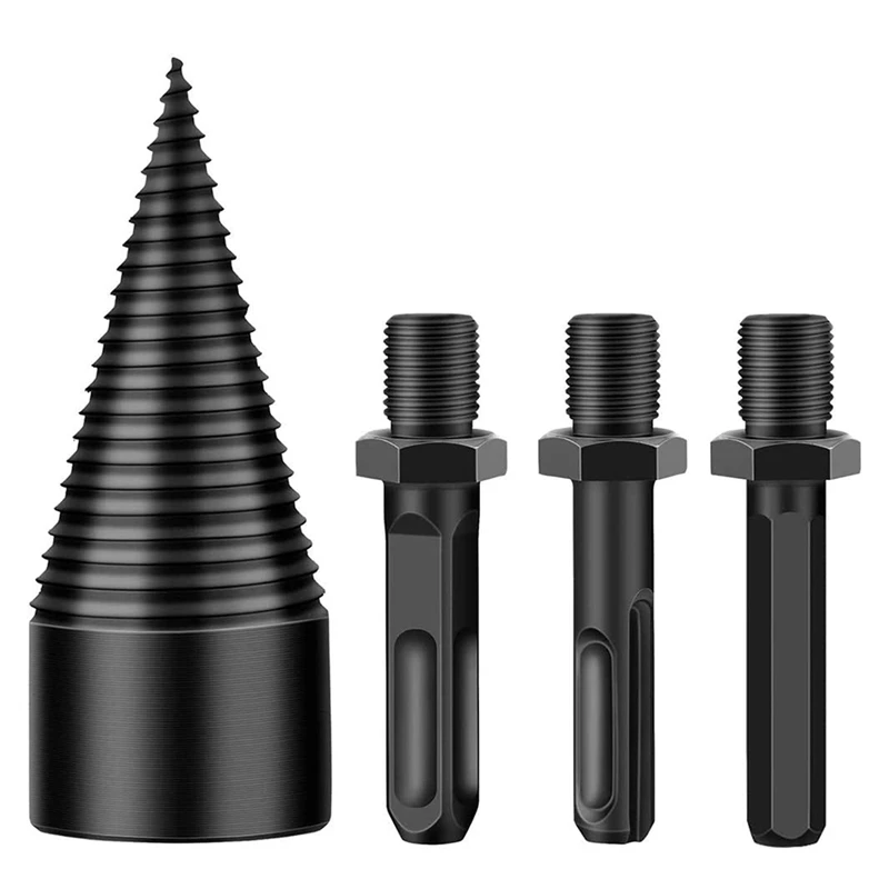 

3Pcs Firewood Log Splitter Drill Bits, Removable Wood Splitter Drill Bits, Hex Square Round Hanle Drill (42mm)