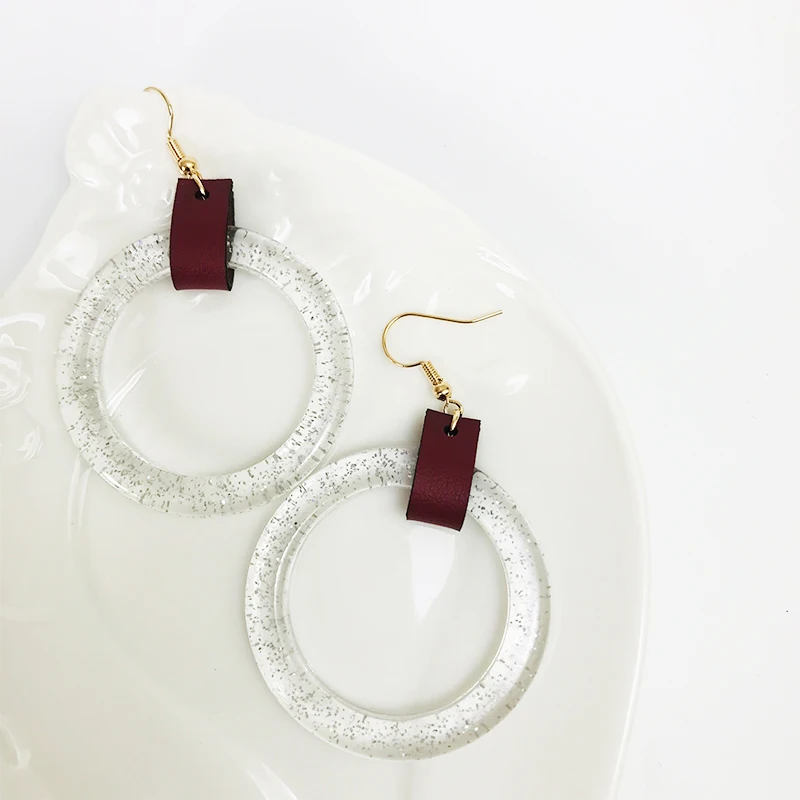 Женские акриловые серьги Cpop блестящие с кожаным ремешком|Серьги-подвески| |