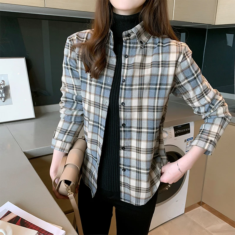 

Summer New Women's Blouses Polo Shirt Long Sleeve Tops Casual Blouse Fashion Lady Loose Lattice Girl Cotton