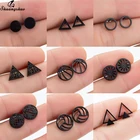 Винтажные геометрические серьги-гвоздики в стиле бохо для женщин и мужчин, модные ювелирные изделия из нержавеющей стали, круглые серьги, крошечные треугольные серьги для женщин