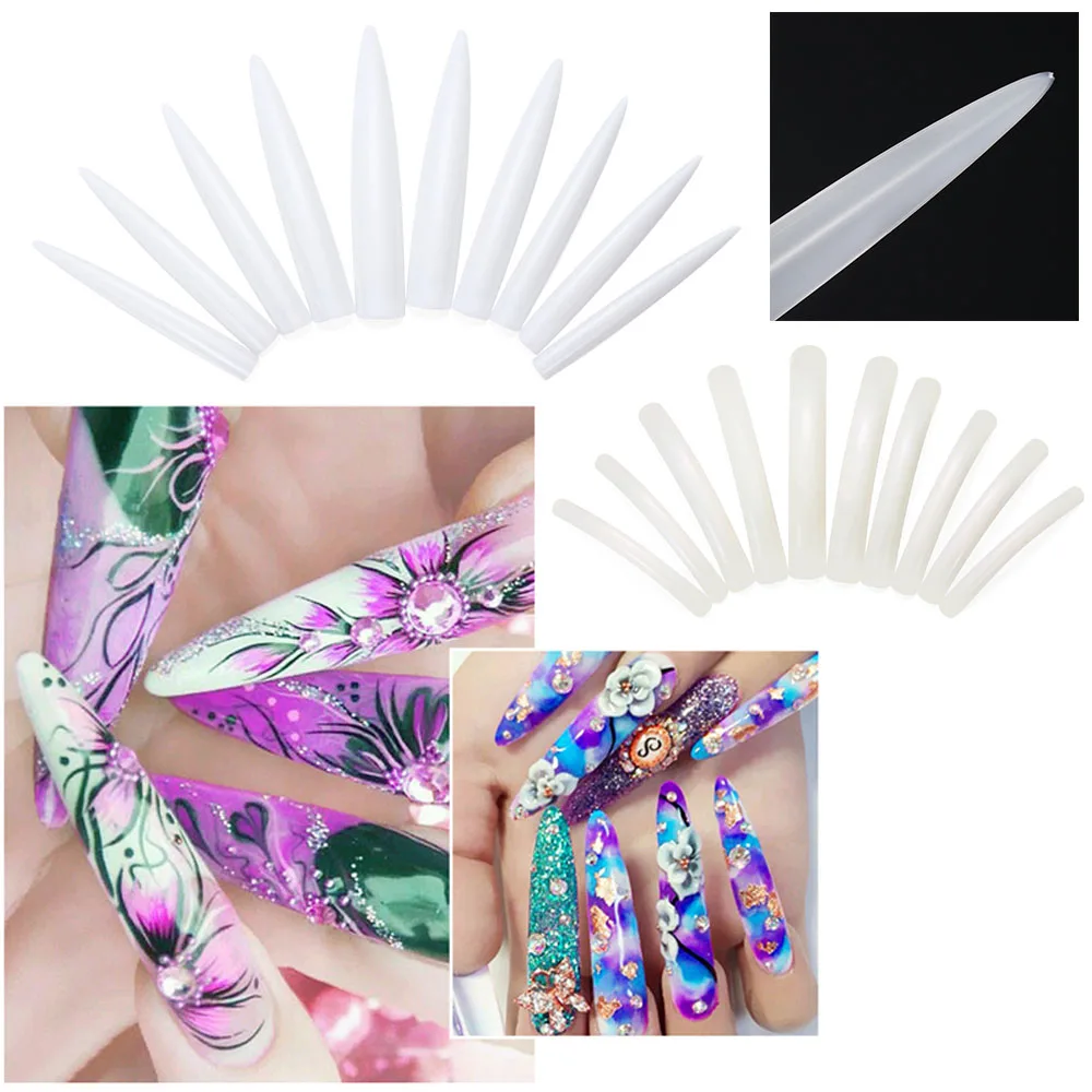 10 шт. удлиненные накладные ногти полное покрытие наращивание ногтей белый