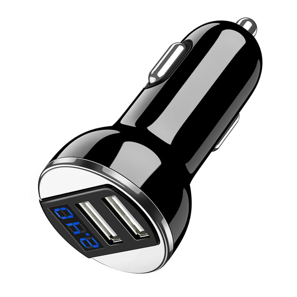 Двойной зарядное устройство USB с светодиодный дисплеем универсальный телефон автомобильное зарядное устройство для Xiaomi samsung S8 S9 S10 iPhone X 8 7 11 Plus планшет - Тип штекера: Silver