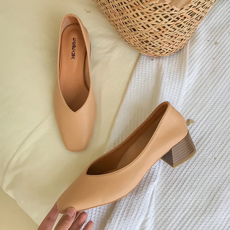 Классические туфли-лодочки Женская обувь на каблуке Однотонные женские осенние