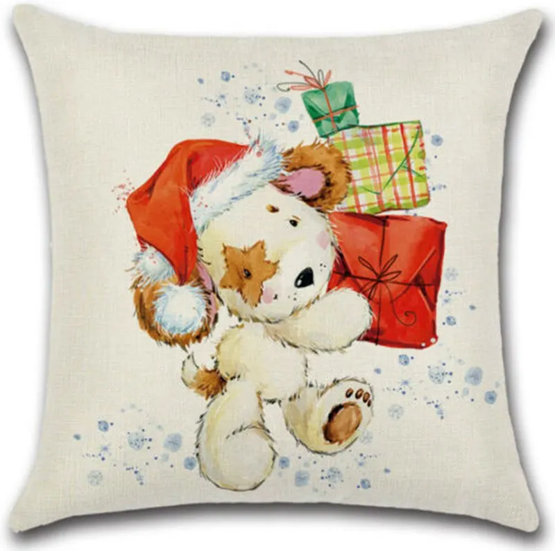 Christmas Decor Cushion Cover Elk Santa Home Sofa Bed Living Room Pillow Case Pillowcase | Дом и сад