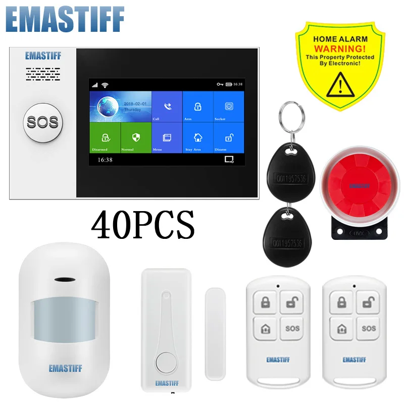 

Система охранной сигнализации, 40 шт., Wi-Fi, GSM, экран 4,3 дюйма