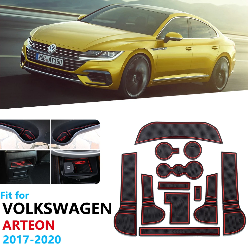 Нескользящий Резиновый коврик с прорезями для ворот и чашек Volkswagen VW Arteon Passat CC 2017