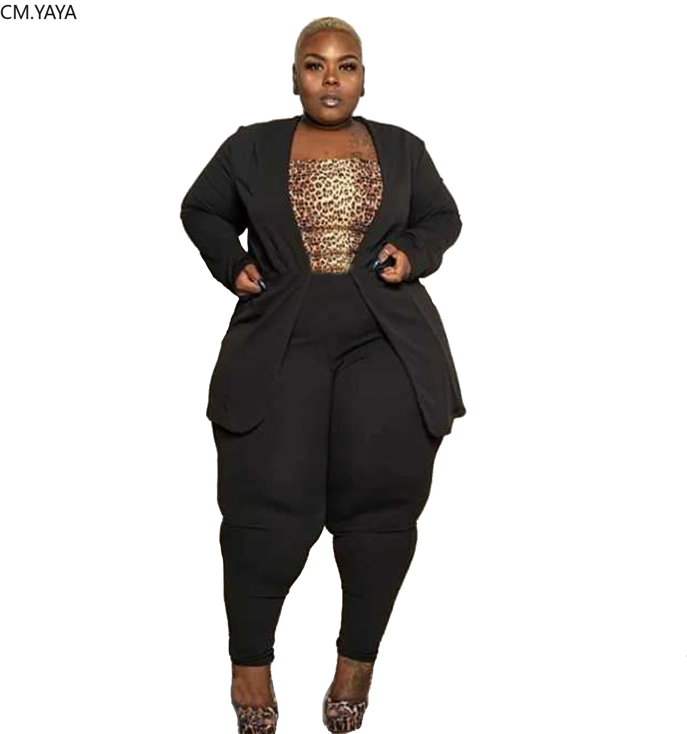 Plus Size XL-4XL Women Winter Women Set Tracksuit Blazers Pants Suit Two Piece Set Office Lady Business Uniform Outfits GL710