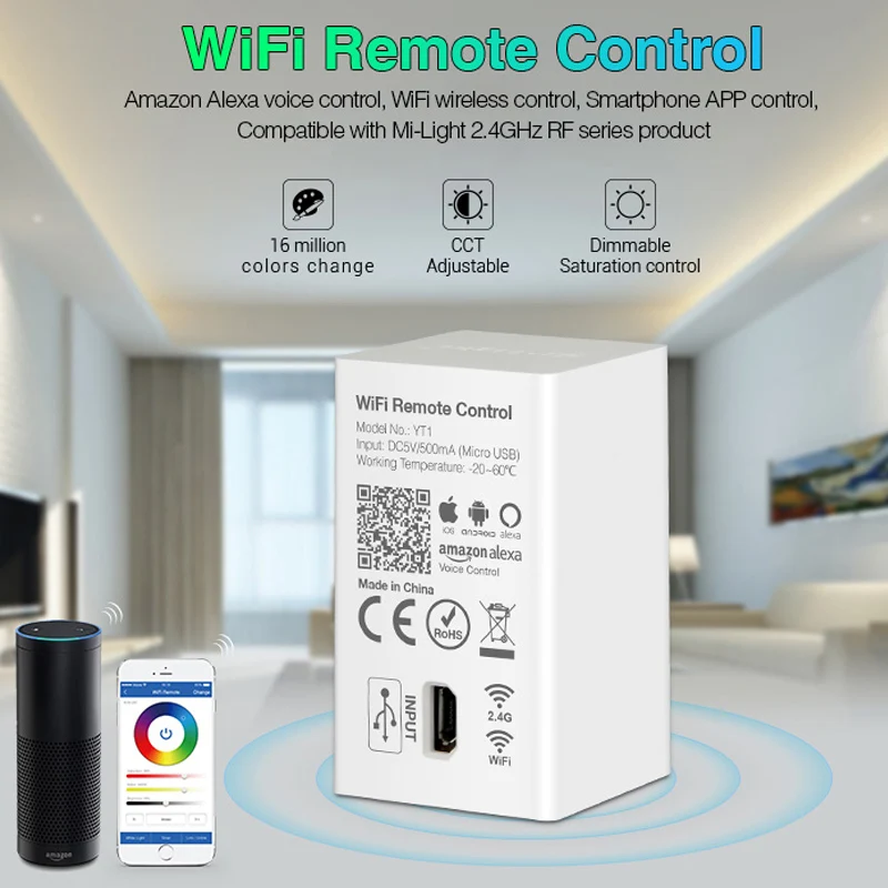 Wi Fi беспроводной пульт дистанционного управления YT1 USB Led Amazon Alexa голосовой