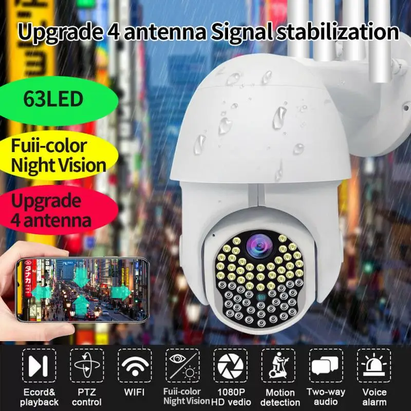 

1080P Беспроводной купольная камера с Wifi на открытом воздухе Камеры Скрытого видеонаблюдения 63 огни CCTV IP камера движение обнаружения инфракр...