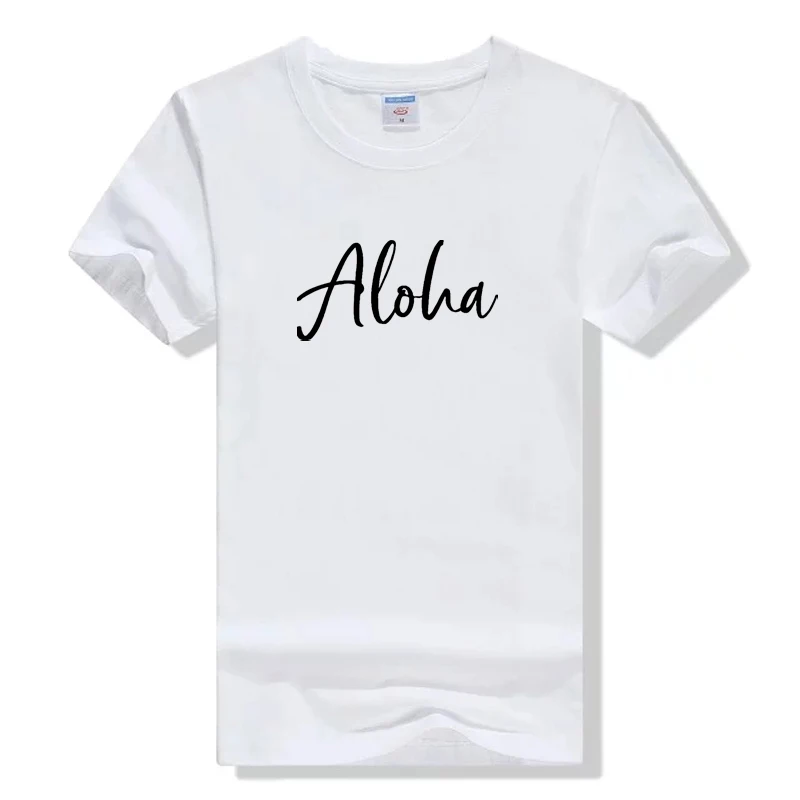 

Aloha Print Women Tshirts Cotton Casual Funny T Shirt Grunge Tumblr Aesthetic For Lady Top Tee Hipster 6 Color Drop Ship