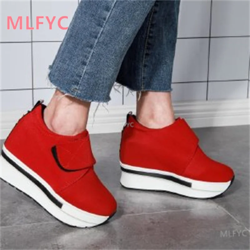 

Wedge heel super high-heel platform canvas round-toe single shoes with increased fashion women's single shoes