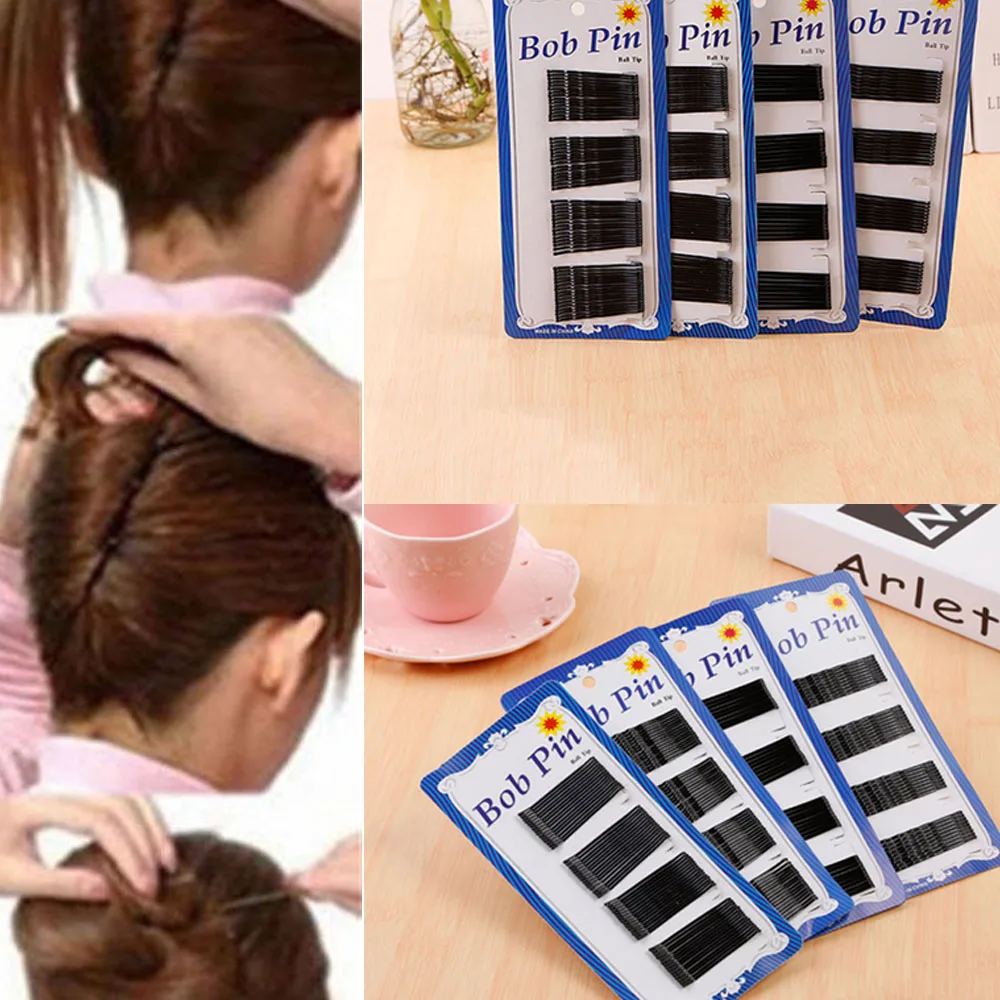 

New Styling Women 60Pcs Invisible Hair Clips Flat Top Bobby Pins Grips Salon Barrette Black Hot