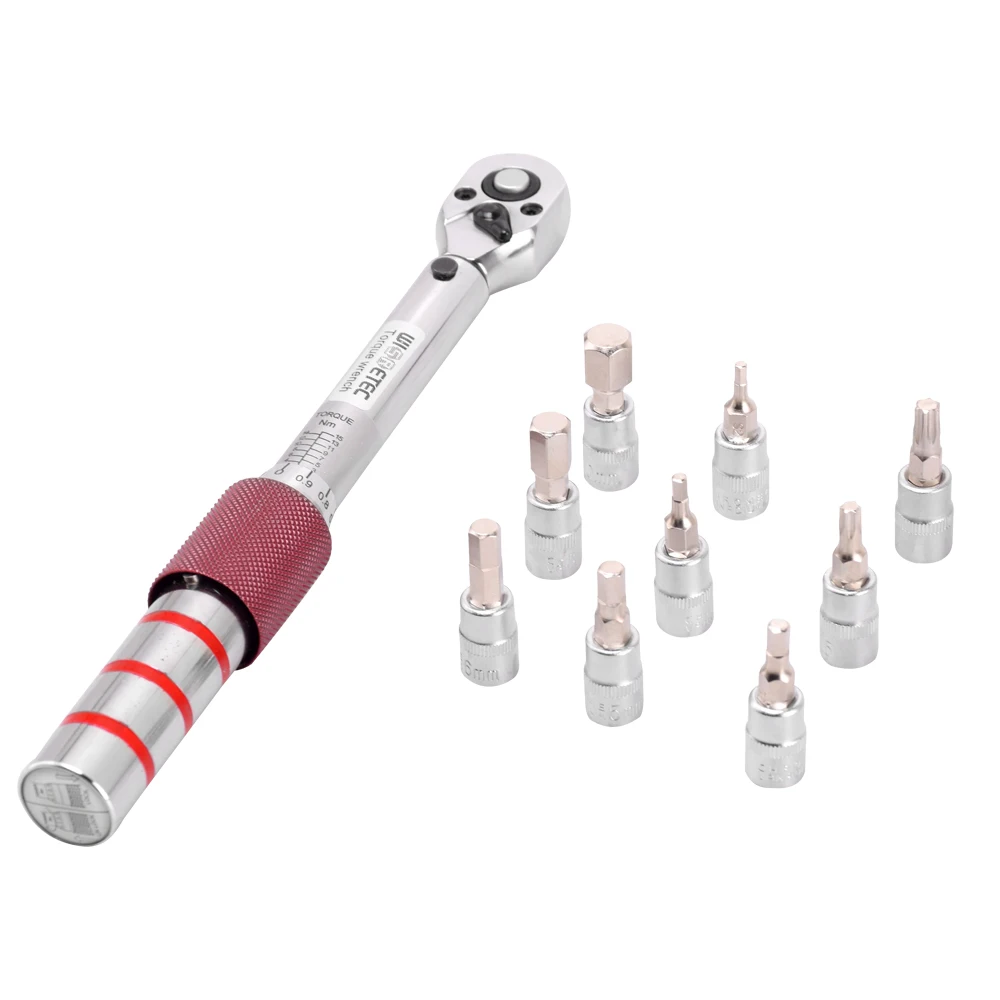 

1/4" DR 2-15Nm Mini Adjustable Bike Torque Wrench Set Bicycle Fix Tools Kit Ratchet Mechanical Torque Spanner Manual Wrenches