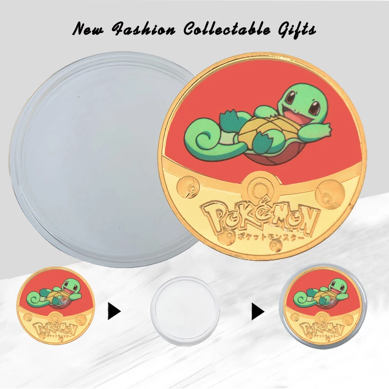 WR карманные монстры позолоченные Коллекционные монеты с монетницей японские